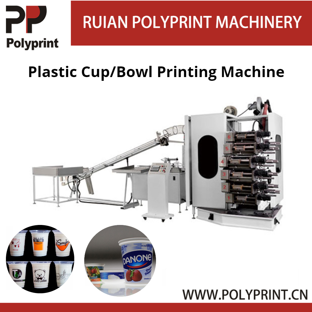 4/6/8-Colour PP, PS Plastic Cup Offset Printing Machine